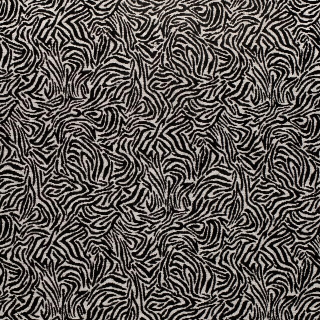 Black Abstract Zebra Animal Print Woven Pattern Upholstery Fabric by The Yard - SKU: Oswego Black